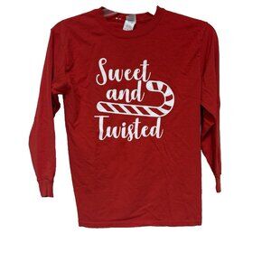 Sweet and Twisted Funny Christmas Candy Cane T-Shirt Youth Large Christmas
